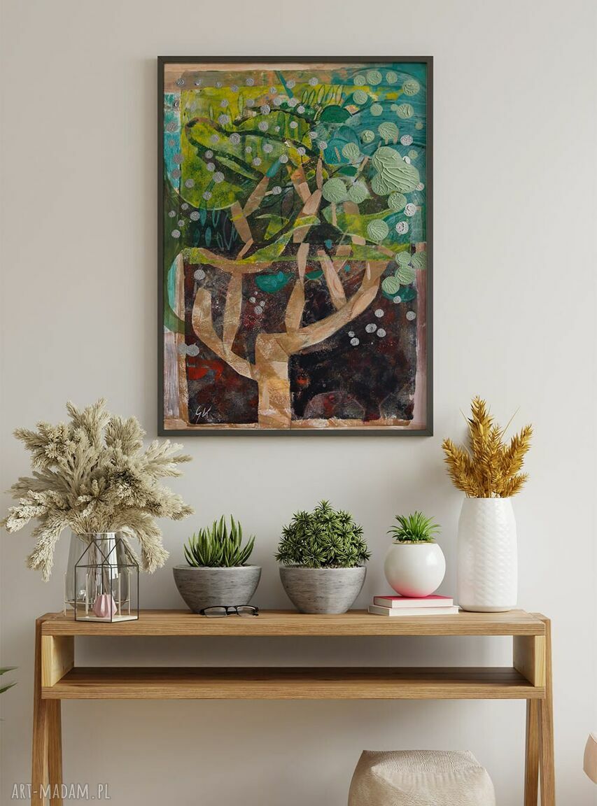 Plakat A2 Drzewo deszczowe II - zielona botaniczna grafika