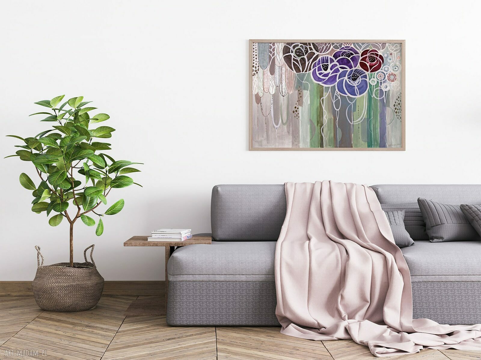 Plakat A2 Peonie - nowoczesny kwiatowy obraz