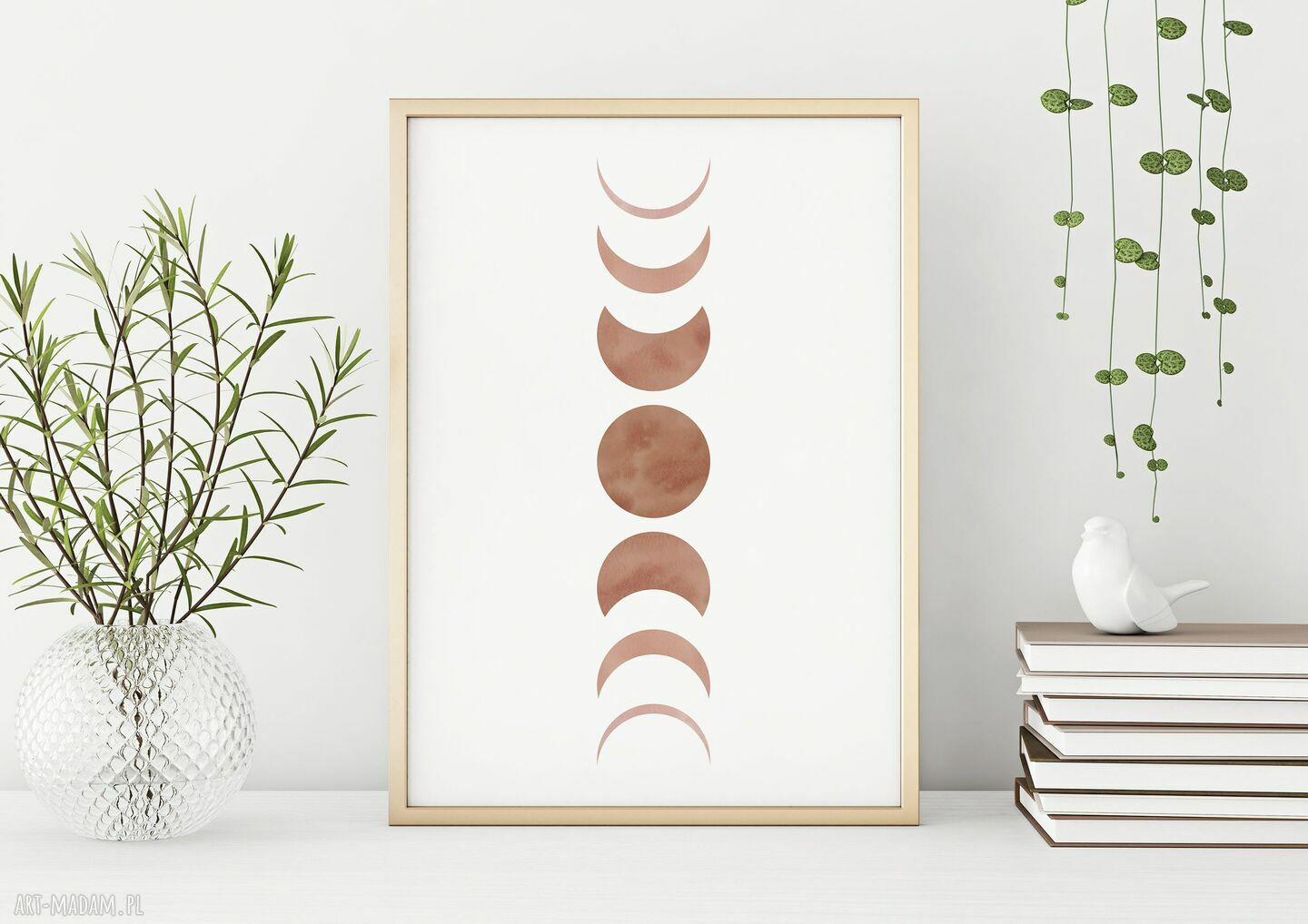 Plakat A4 Fazy Księżyca Boho - minimalizm