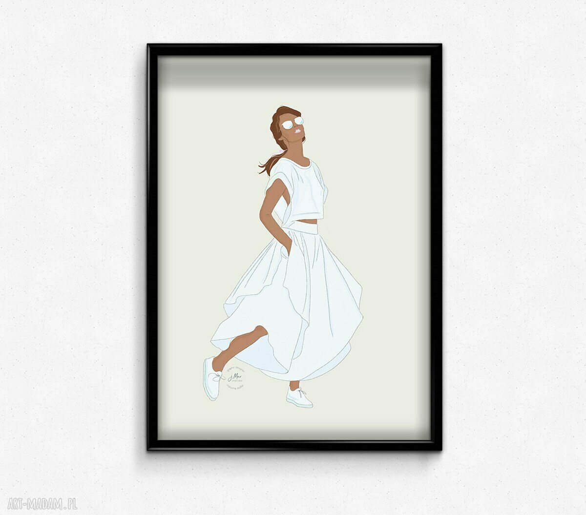 Ilustracja A4 Girl in grey - elegancki plakat do ramki