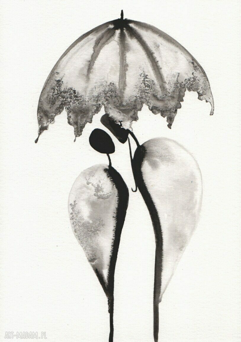 Ręcznie malowana grafika A4 skandynawska abstrakcja czarno biała (21 x 30 cm)