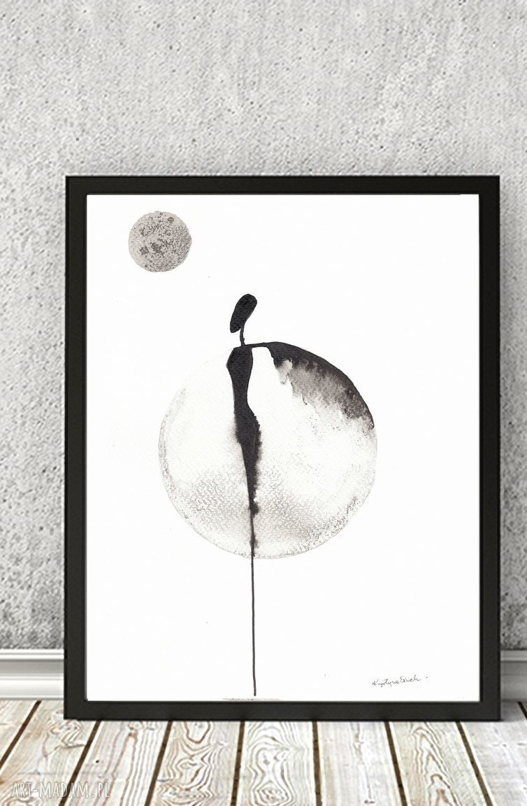 Ręcznie malowany plakat A4 About real relationship - uskrzydleni (czarny tusz)