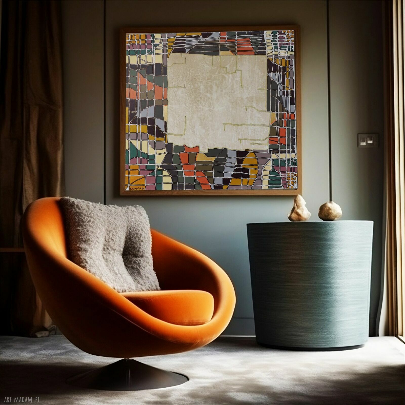 „Abstra-akt 32” - obraz abstrakcyjny akryl na płótnie 100x100 cm