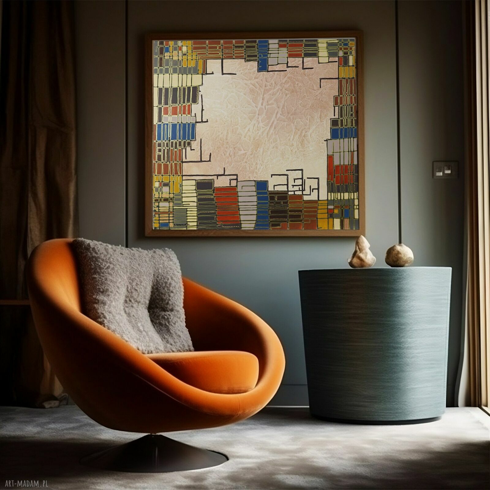 Abstra-akt 35 - ręcznie malowany obraz akrylowy na płótnie 100 x 100 cm