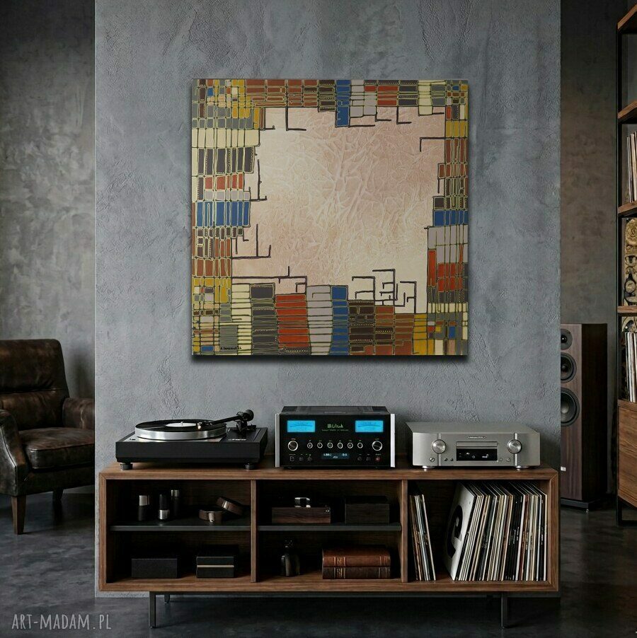 Abstra-akt 35 - ręcznie malowany obraz akrylowy na płótnie 100 x 100 cm