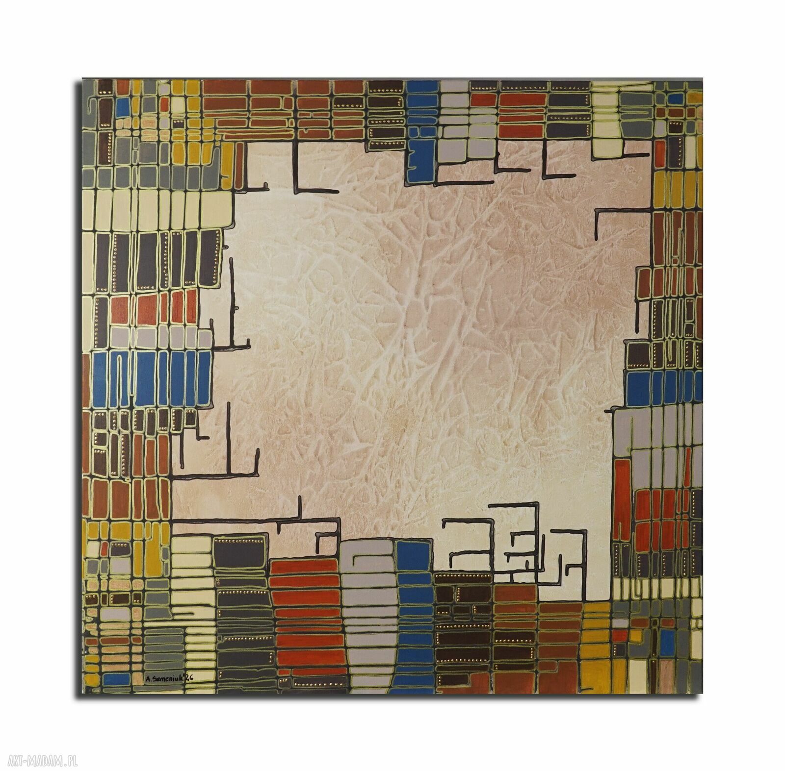 Abstra-akt 35 - ręcznie malowany obraz akrylowy na płótnie 100 x 100 cm