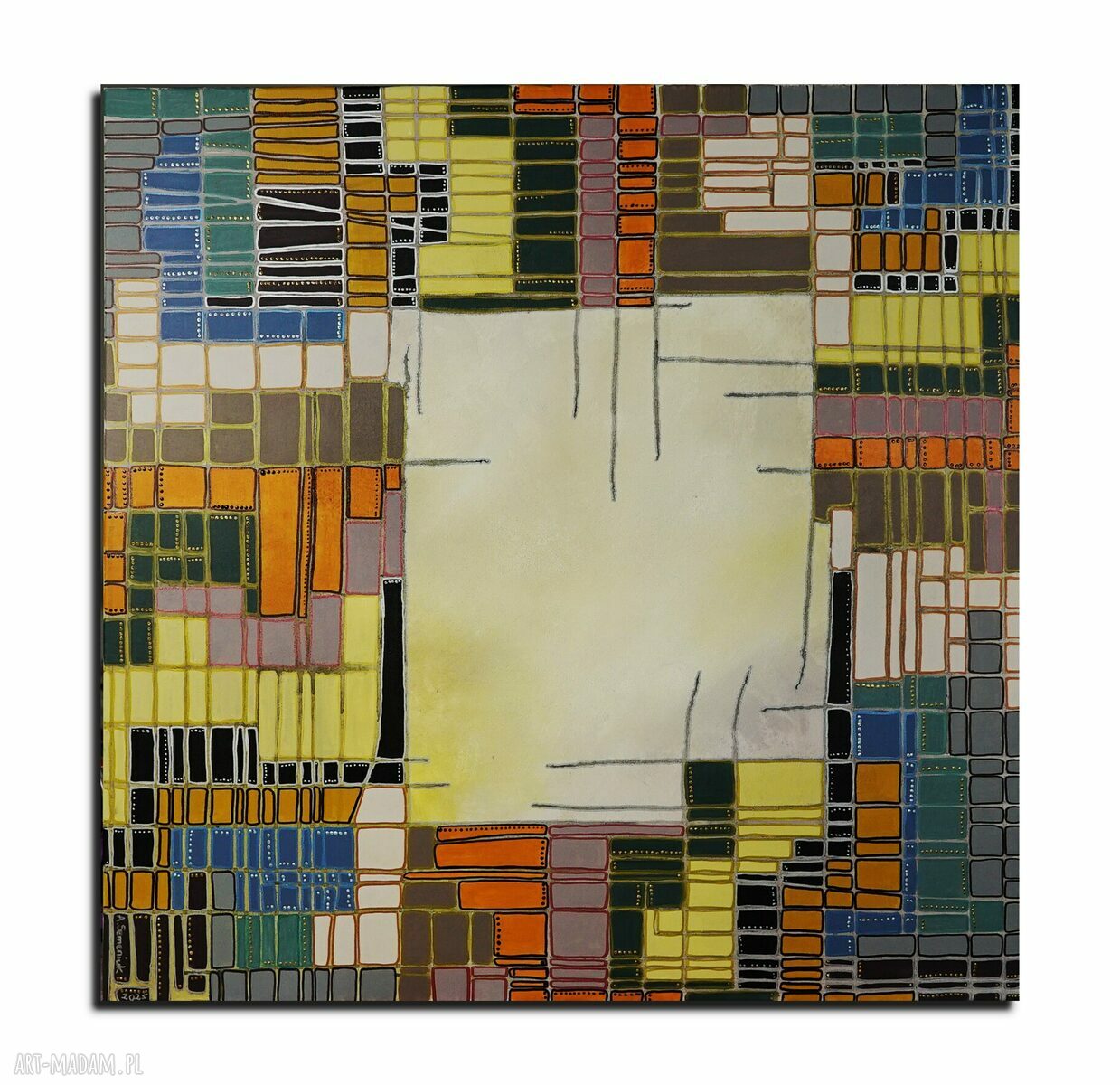 Abstra-akt 30 - abstrakcyjny akt akryl na płótnie 100 x 100 cm