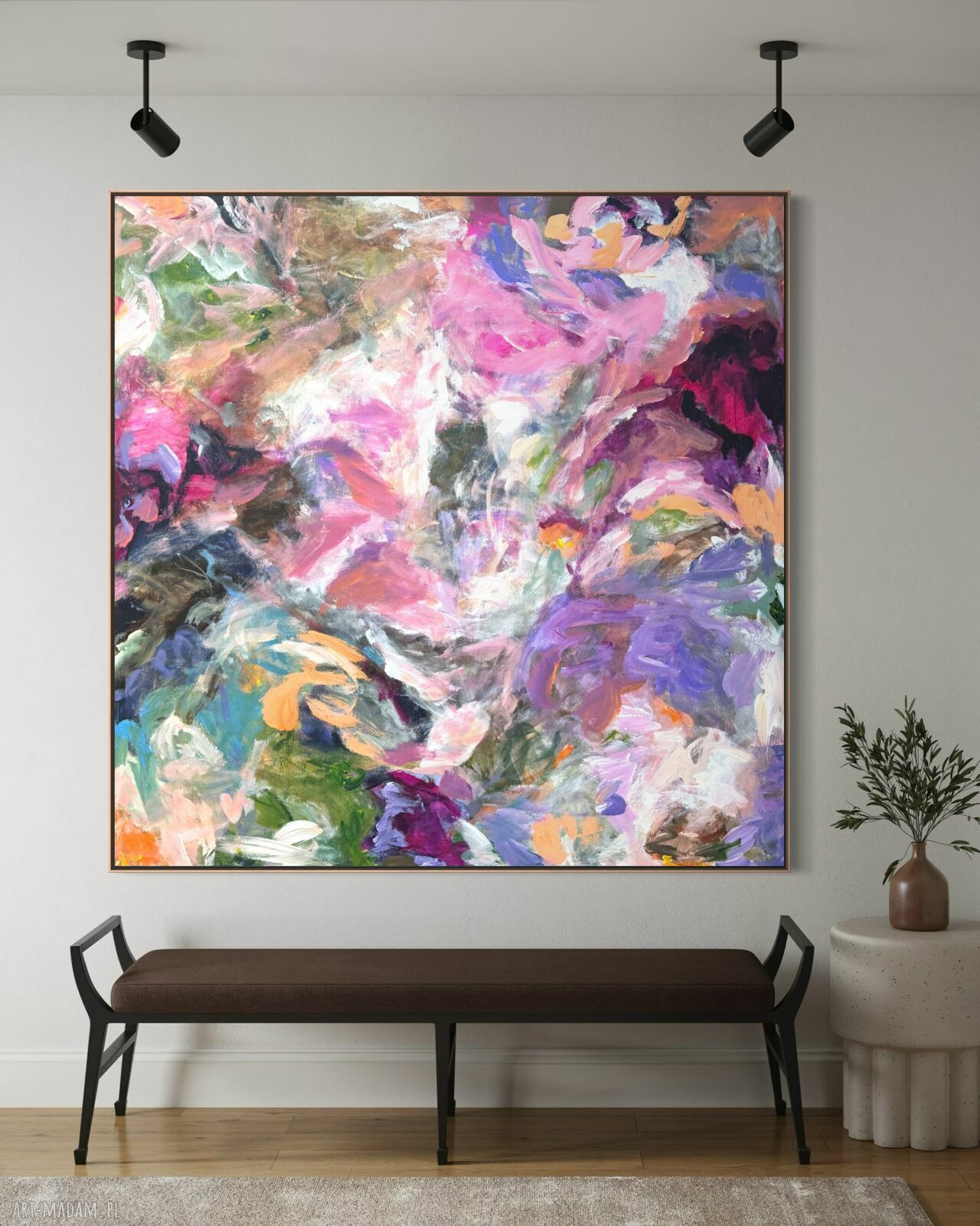 Kolorowy obraz abstrakcyjny 100x100 cm - nowoczesne malarstwo na płótnie