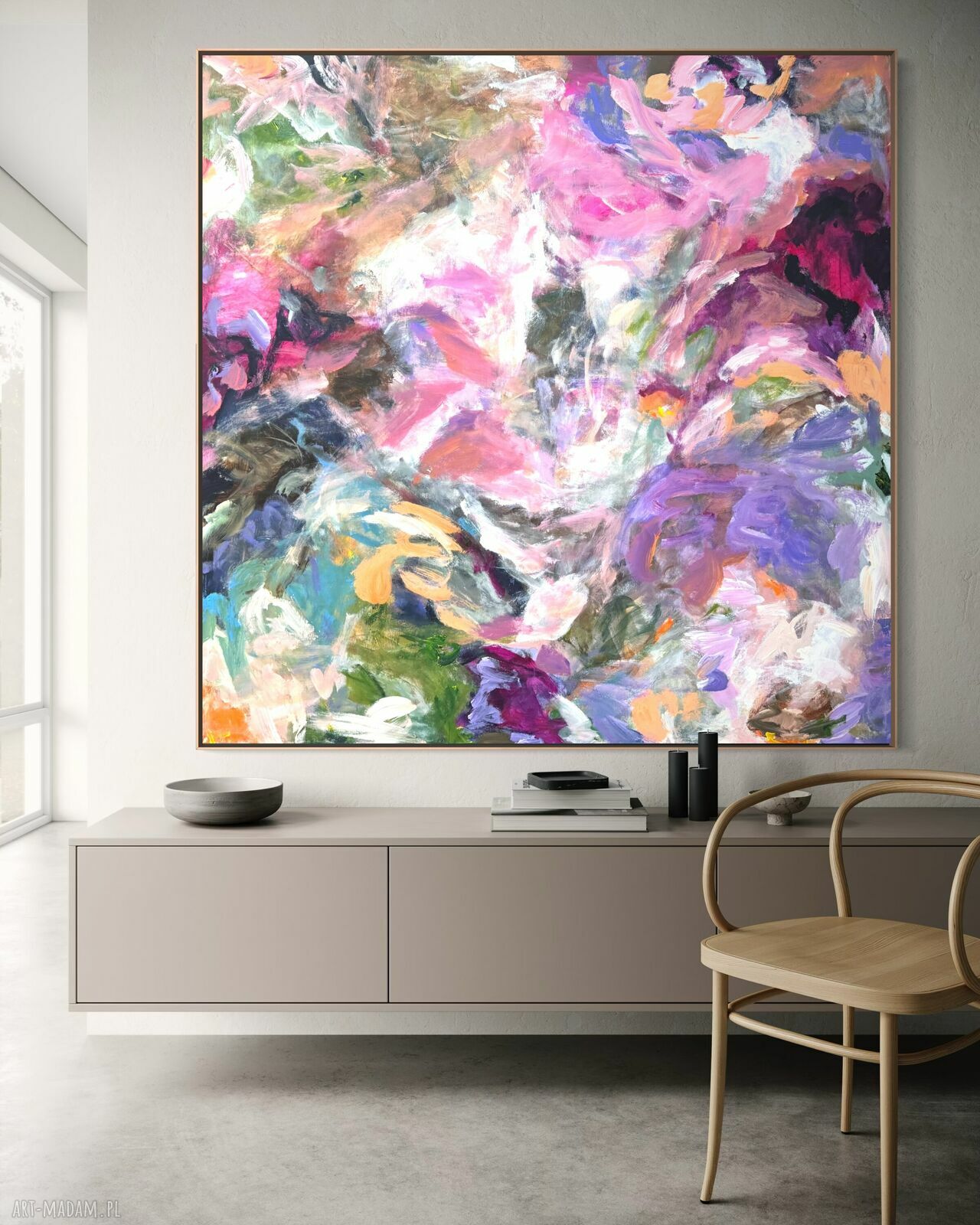 Kolorowy obraz abstrakcyjny 100x100 cm - nowoczesne malarstwo na płótnie