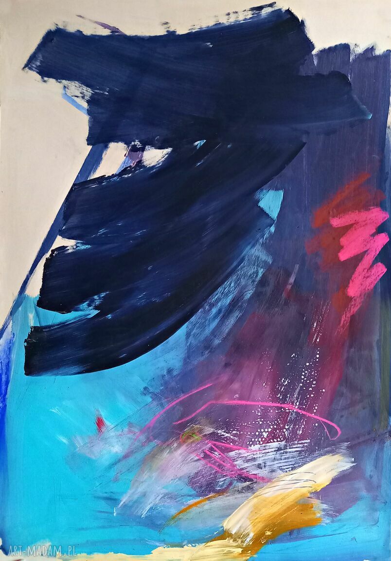 Abstrakcyjny obraz 100x70 do salonu - akryl na papierze