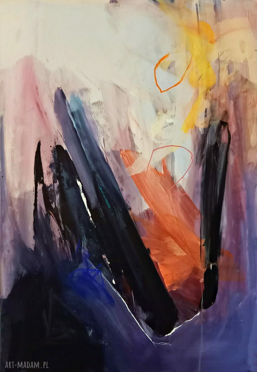 Abstrakcja 100x70 cm - obraz abstrakcyjny akryl na papierze do sypialni
