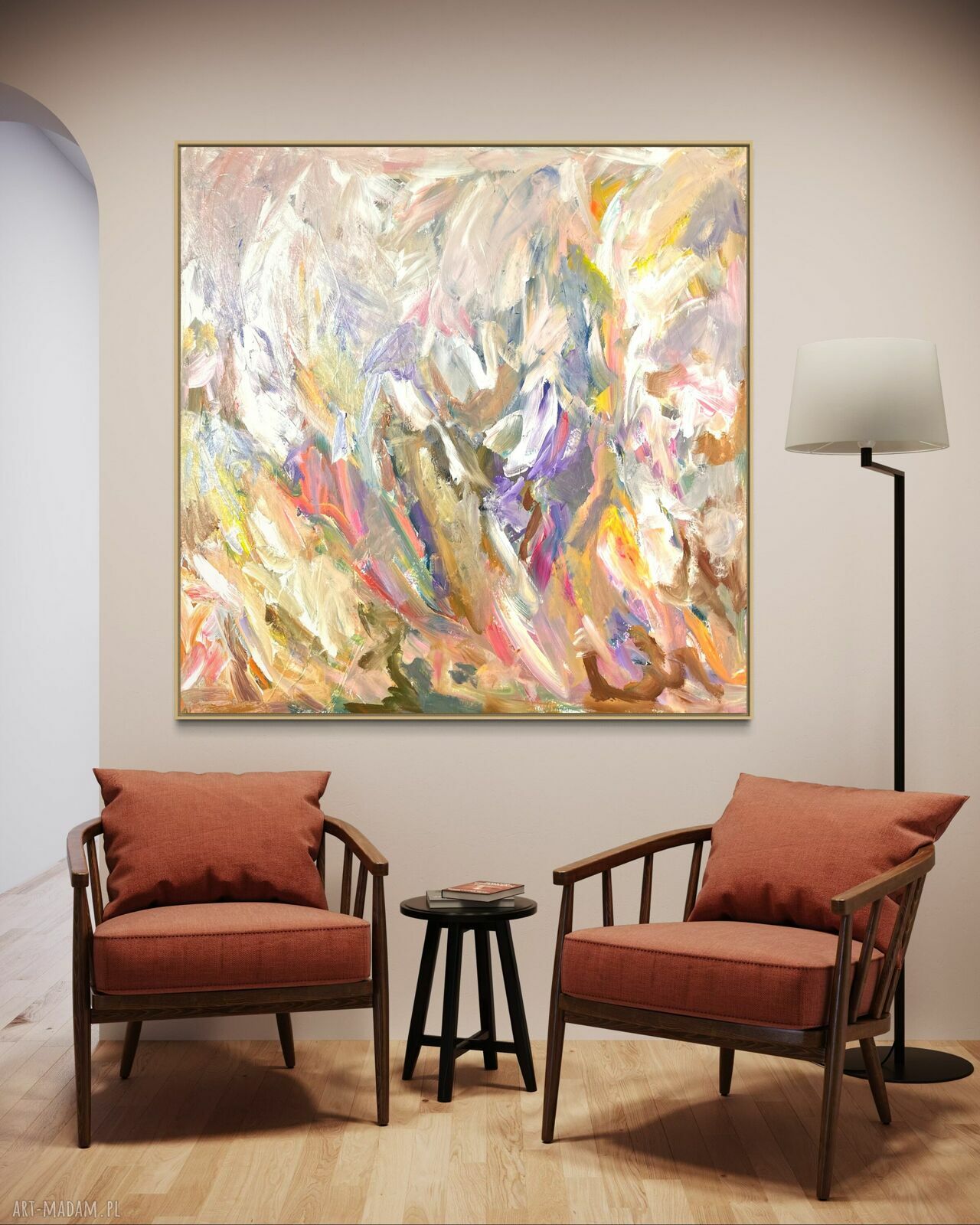 Abstrakcja 80x80 cm - modny obraz do salonu