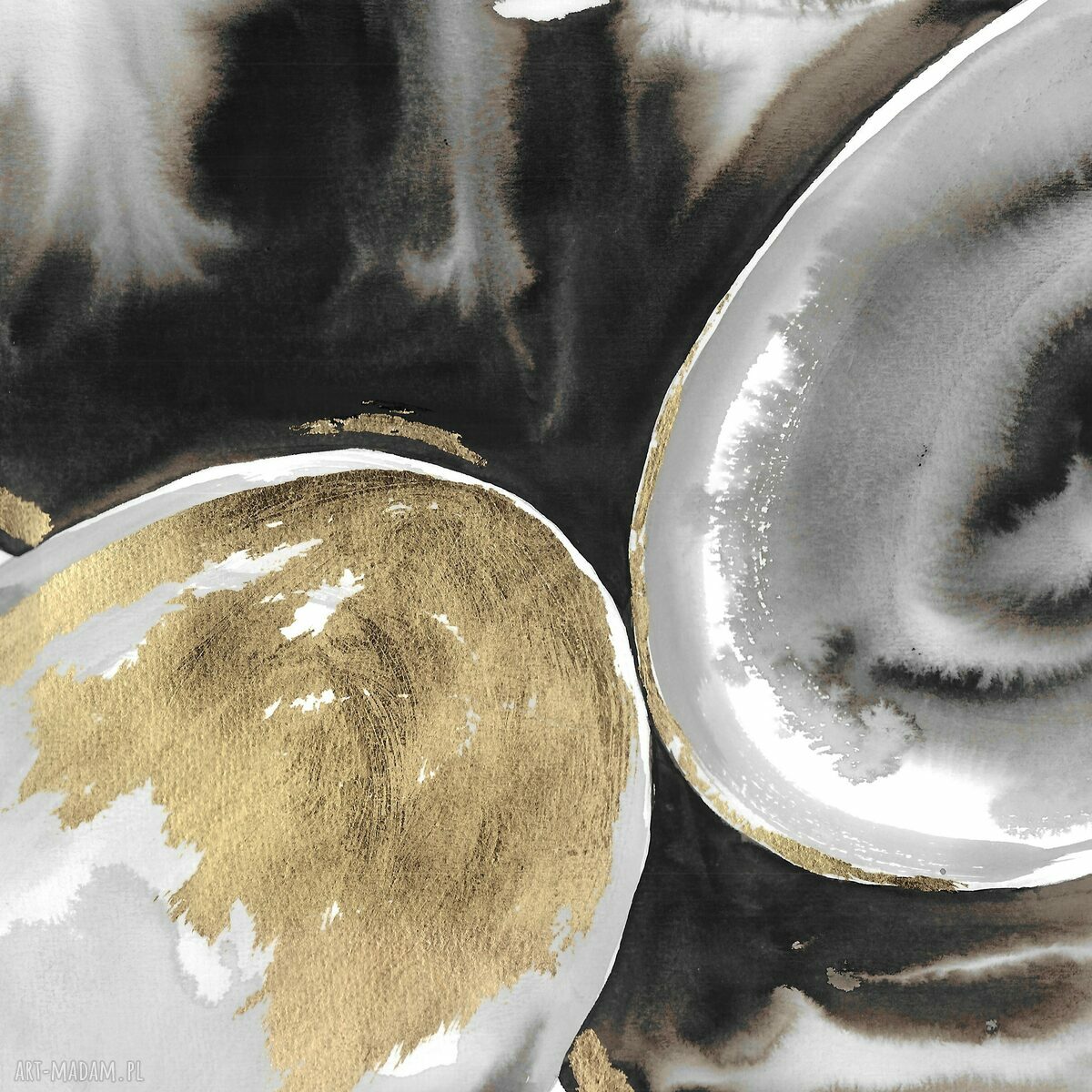 Abstrakcja "Afirmacje" - grafika ręcznie malowana i złocona 50x70 cm