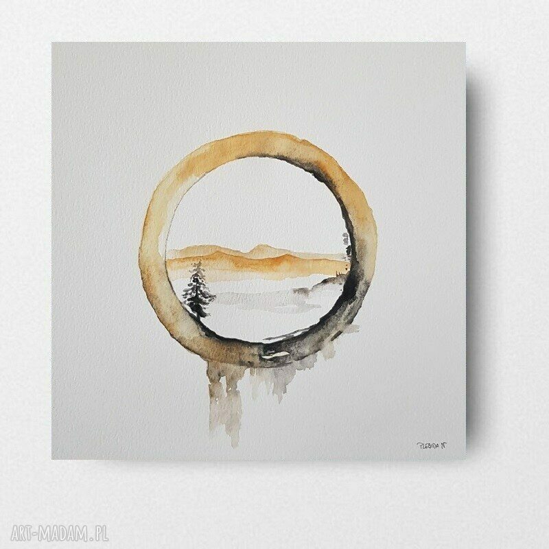 Abstrakcja - akwarela 25x25 cm na papierze Rembrandt sygnowana