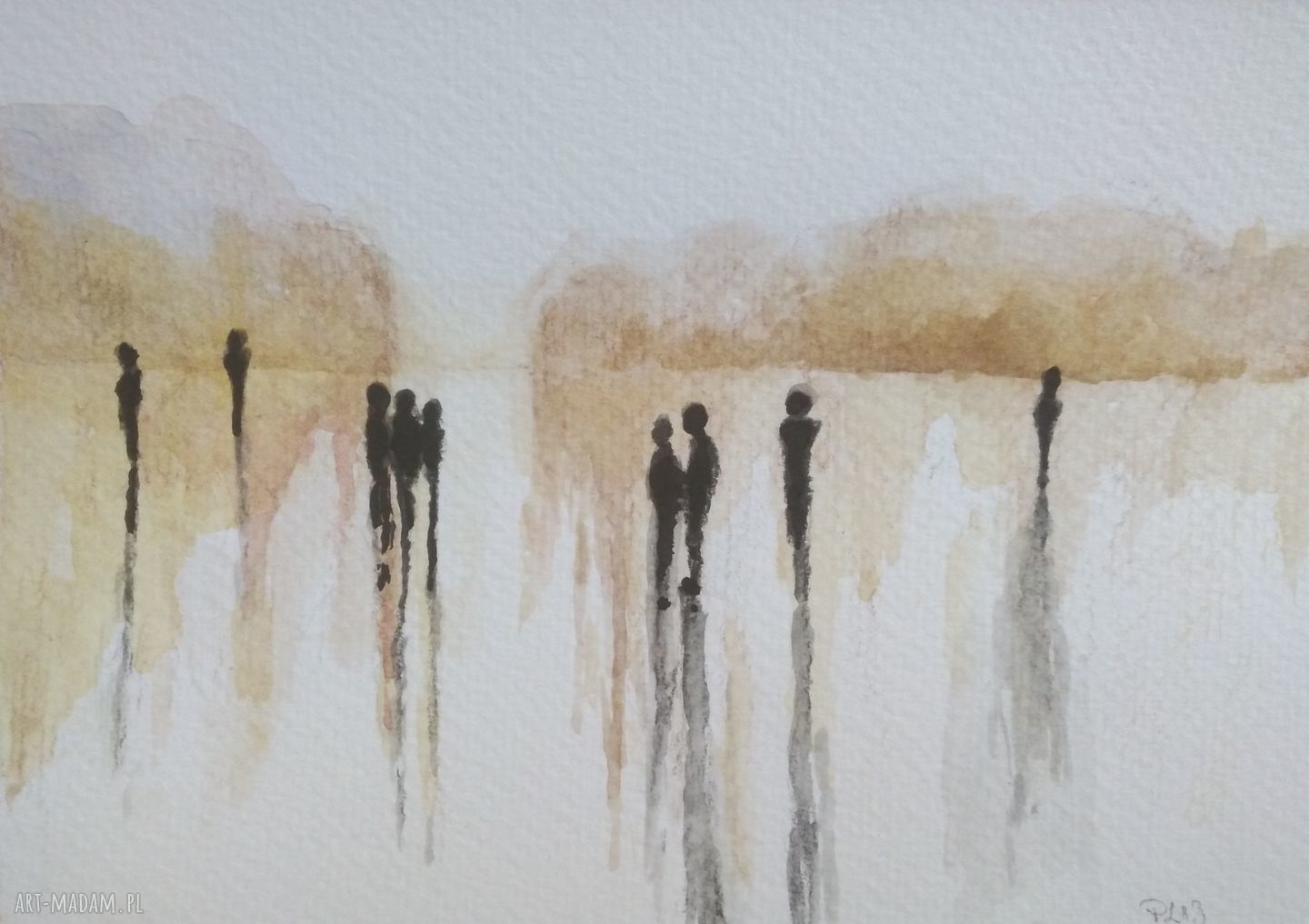 Obraz abstrakcja akwarela 18x24 cm - ręcznie malowany na papierze Fabriano