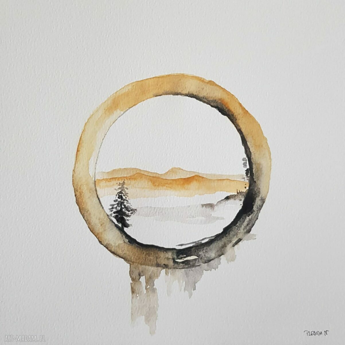 Abstrakcja - akwarela 25x25 cm na papierze Rembrandt (sygnowana)