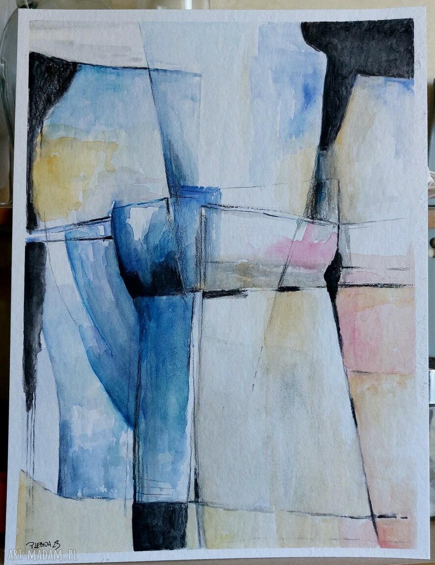 Abstrakcja - akwarela 24/32 cm - ręcznie malowany obraz Pauliny Lebidy