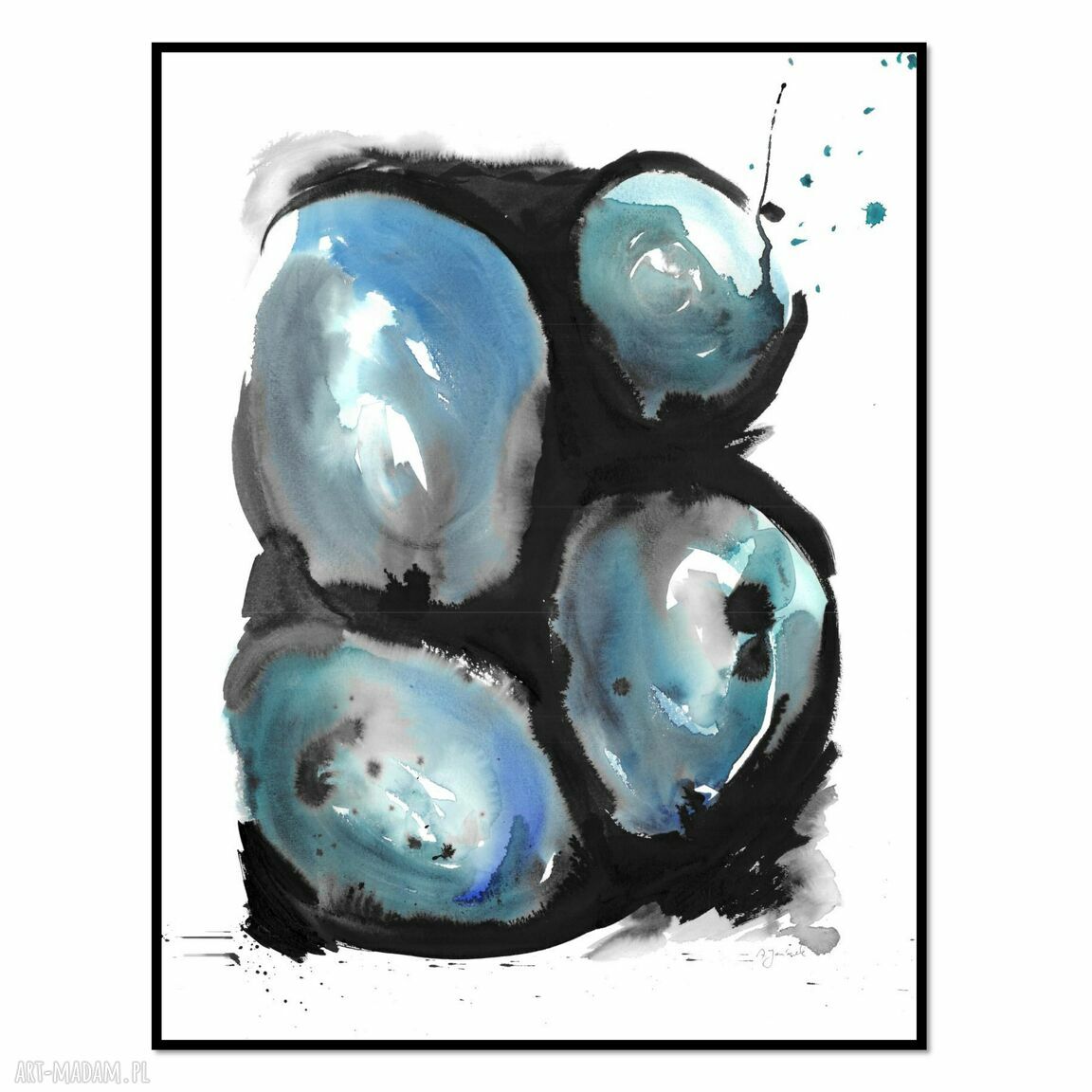 Abstrakcja akwarela 65x50 cm - oryginał ręcznie malowany