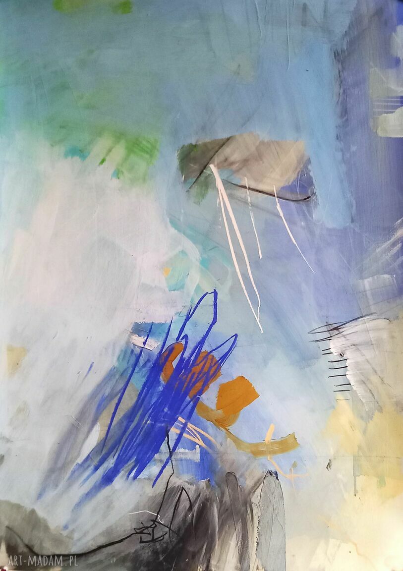 Abstrakcja Blue - obraz 100 x 70 cm do salonu i sypialni