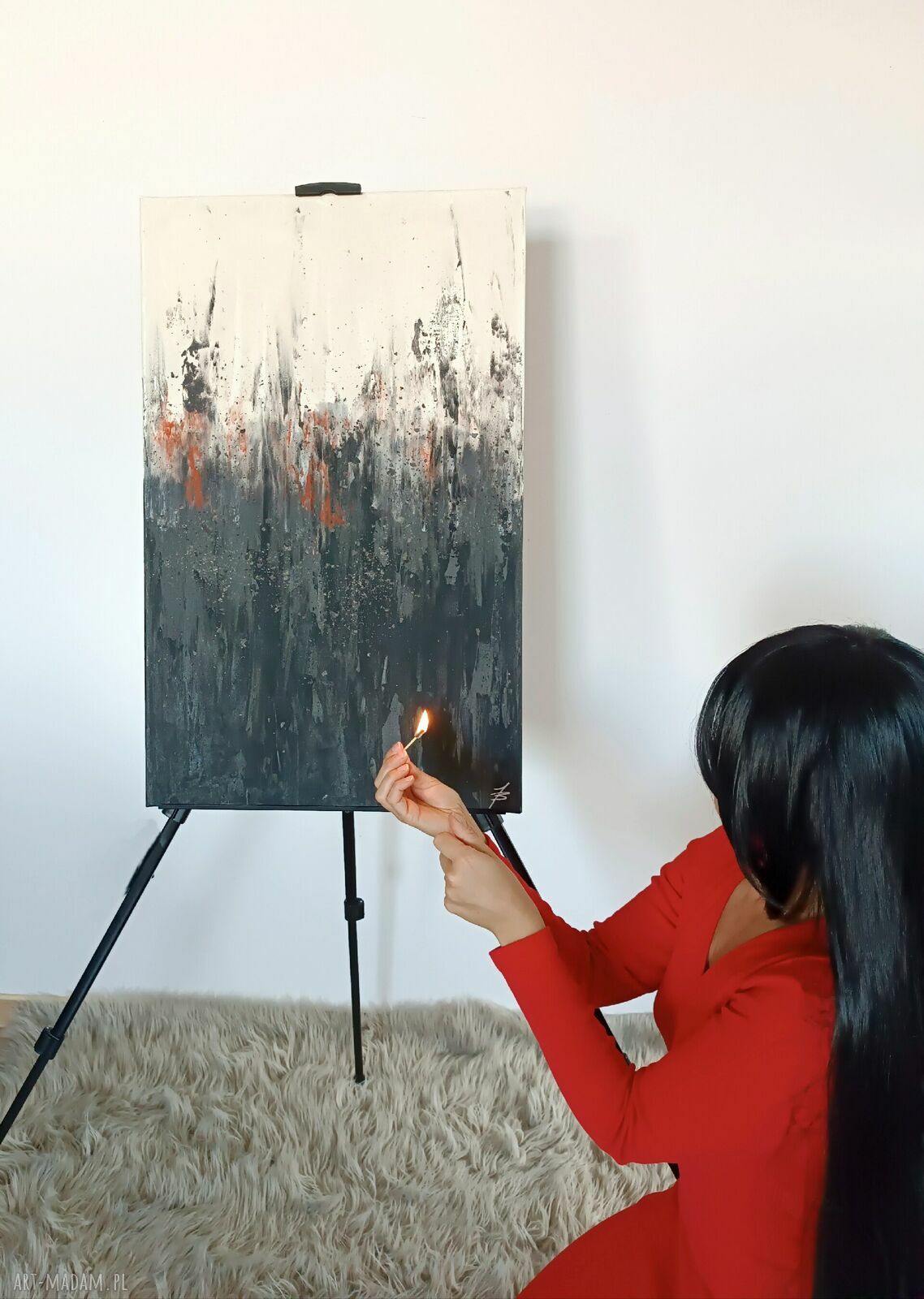 Obraz ASHES WITHIN 50x80 - abstrakcja ręcznie malowana do salonu