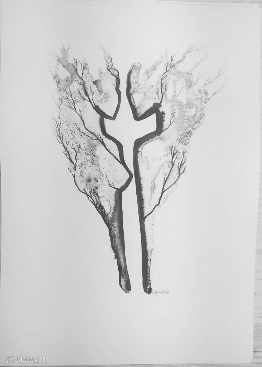 malowany ręcznie Body Flowers, plakat kobieta, plakat botaniczny, abstrakcja 30x40 Ręczne wykonanie