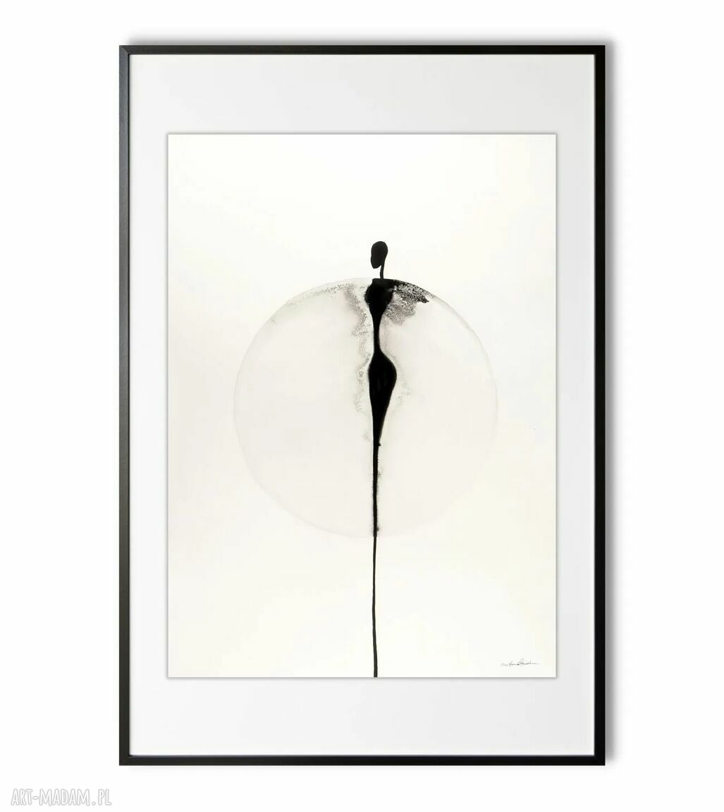 Obraz 50x70 wykonany ręcznie 3843001 grafika czarno biała salonu