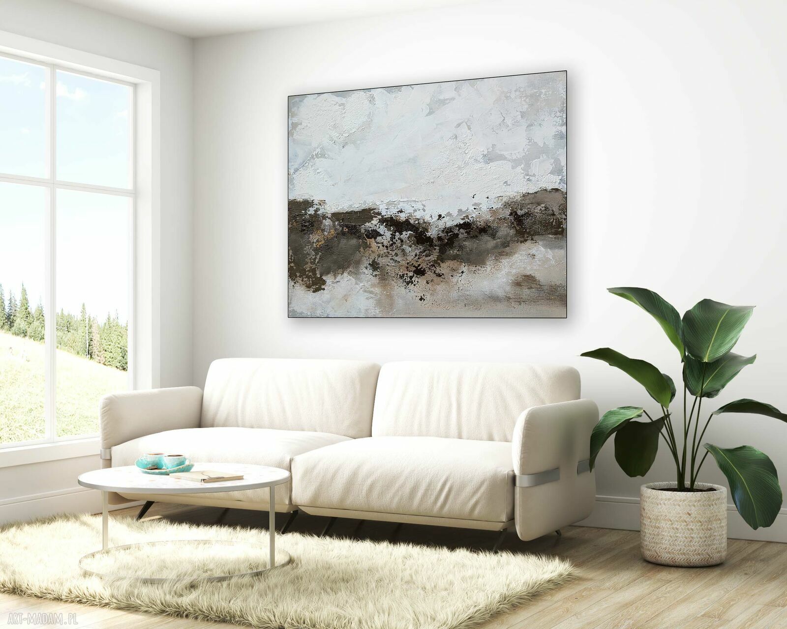 Abstrakcja Echo Ziemi - ręcznie malowany obraz 140x100 cm
