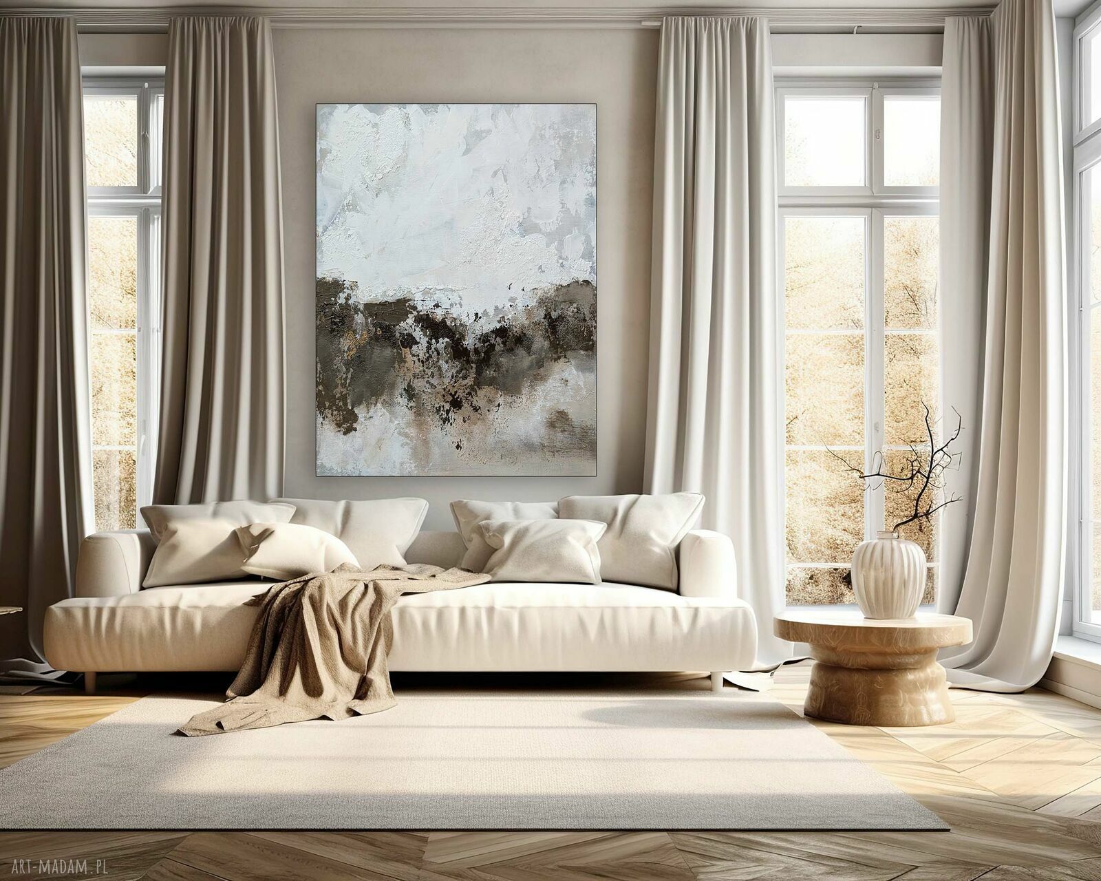 Abstrakcja Echo Ziemi - ręcznie malowany obraz 140x100 cm