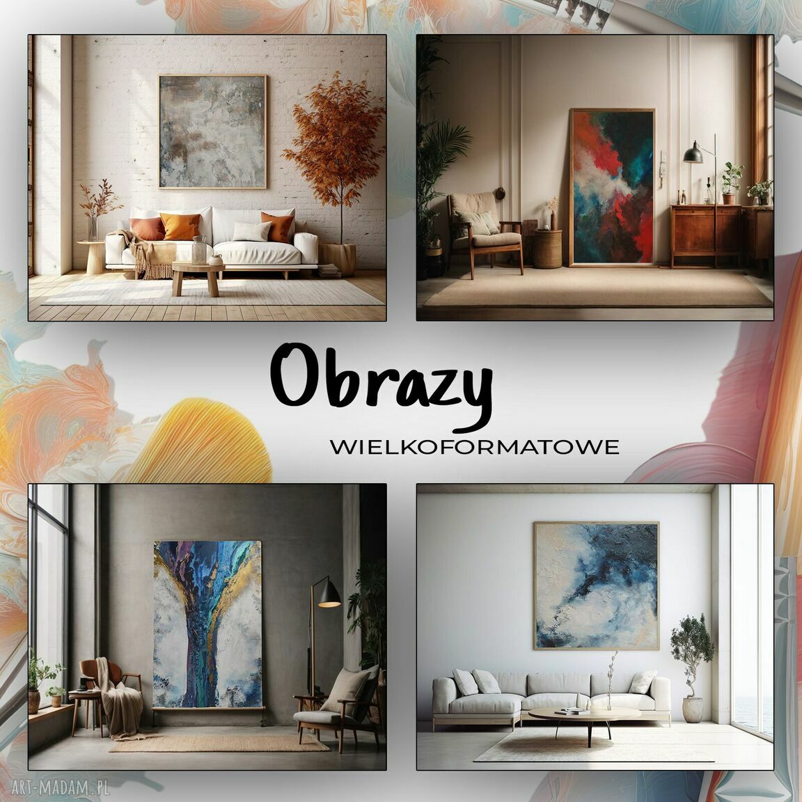 Abstrakcja Fala - nowoczesny obraz akrylowy 70x100 cm ze szlagmetalem