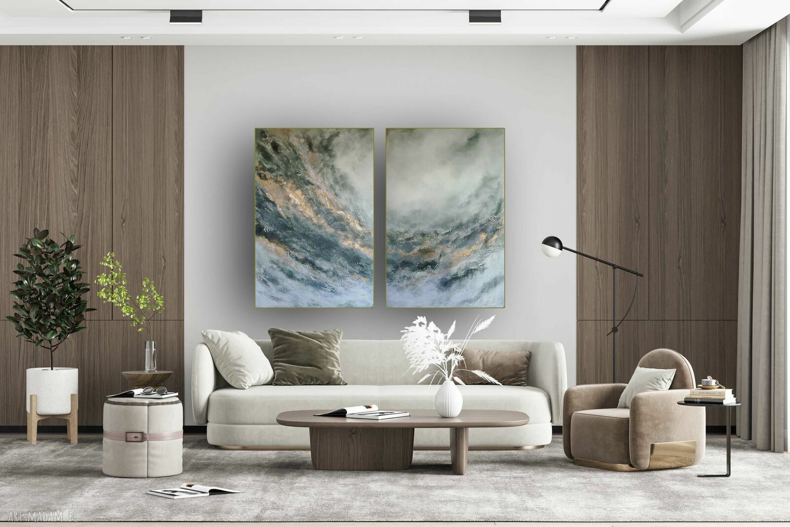 Abstrakcja Garden - obraz strukturalny XXL 100x140 cm (dyptyk)