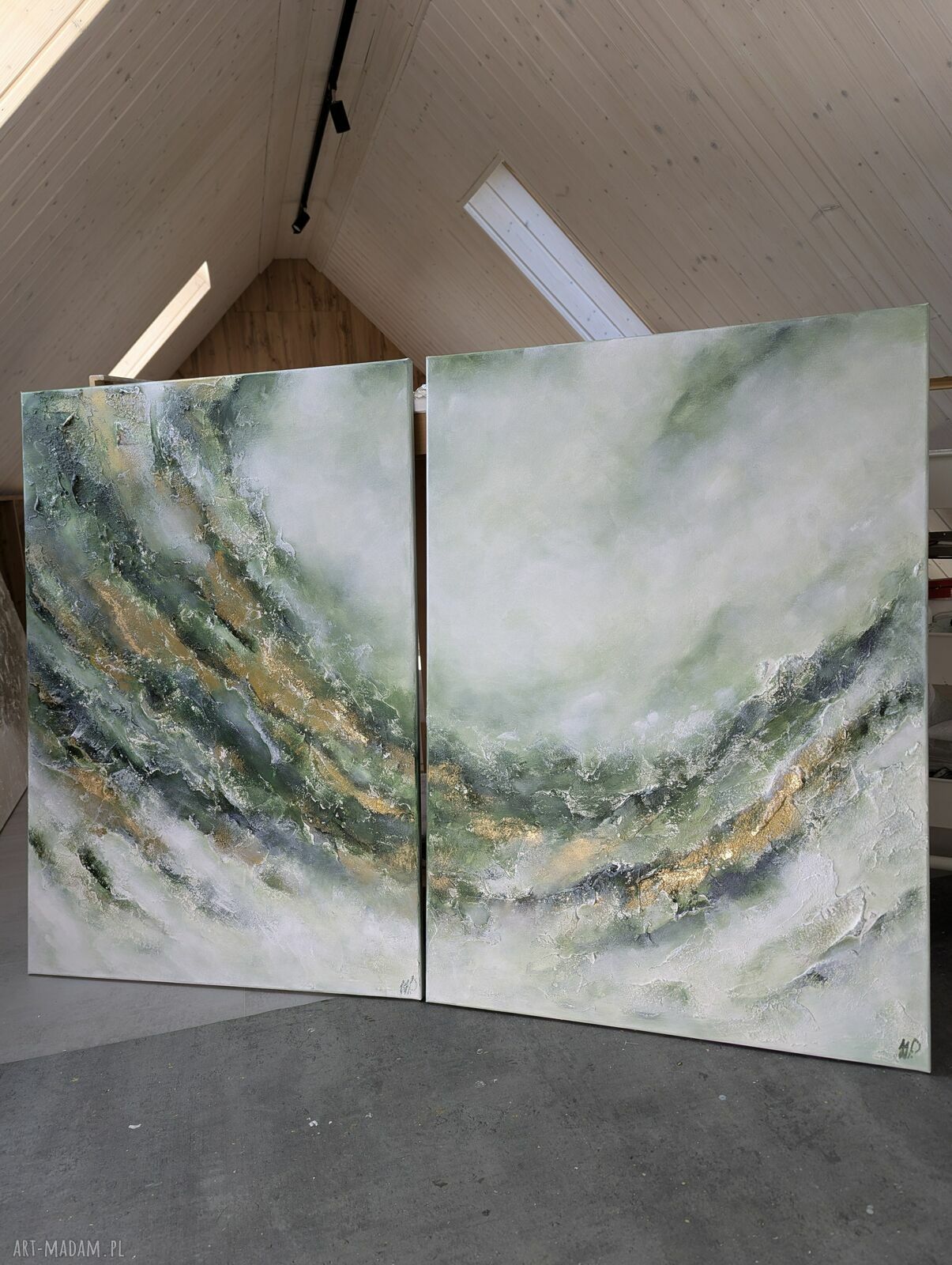 Abstrakcja Garden - obraz strukturalny XXL 100x140 cm dyptyk