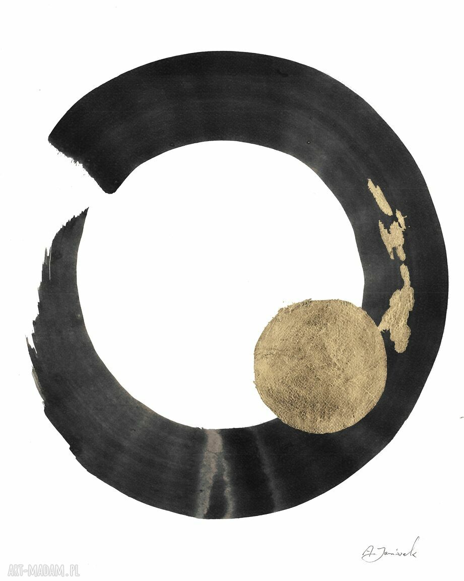 Dyptyk „GONG” - abstrakcja inspirowana dźwiękiem, malowana i złocona ręcznie