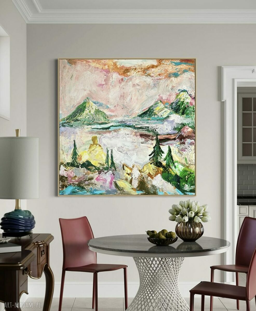 Abstrakcja Gór 80x80 cm - obraz do salonu w nowoczesnym stylu