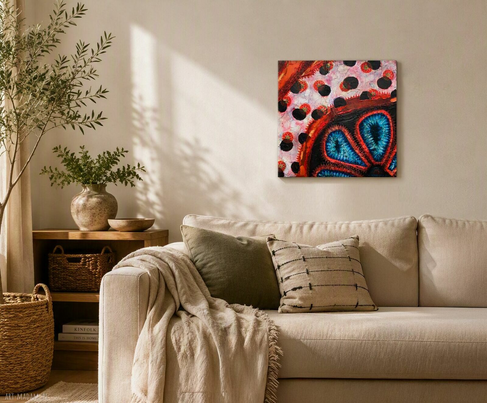 Abstrakcja II - ręcznie malowany obraz na płótnie 55x55 cm