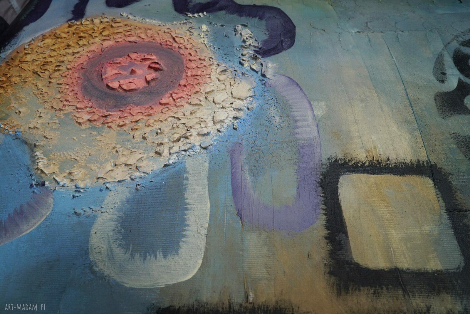 Obraz abstrakcyjny na płótnie 150 x 100 cm - „Kto jest bez winy niechaj pierwszy rzuci kamień”