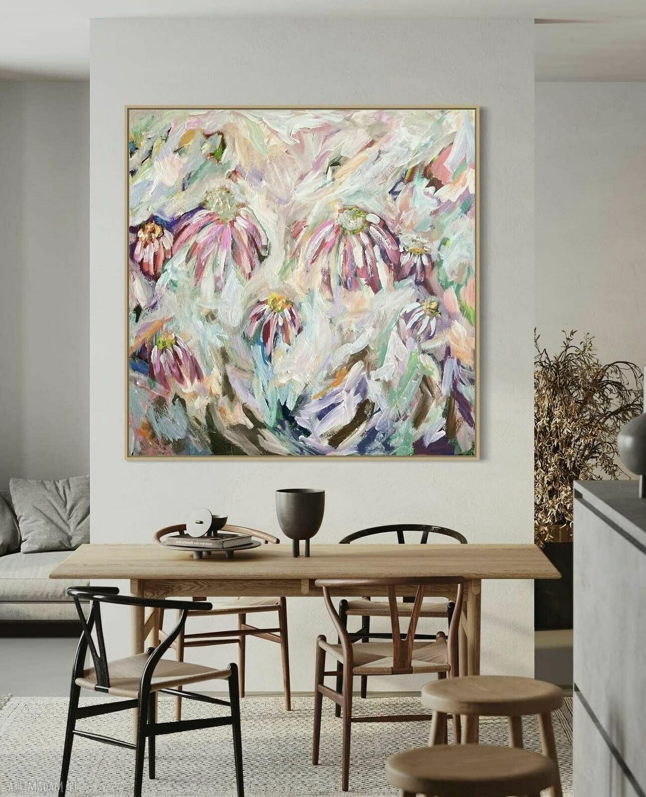 Abstrakcja Kwiaty 80x80 cm - nowoczesny obraz by Ferens