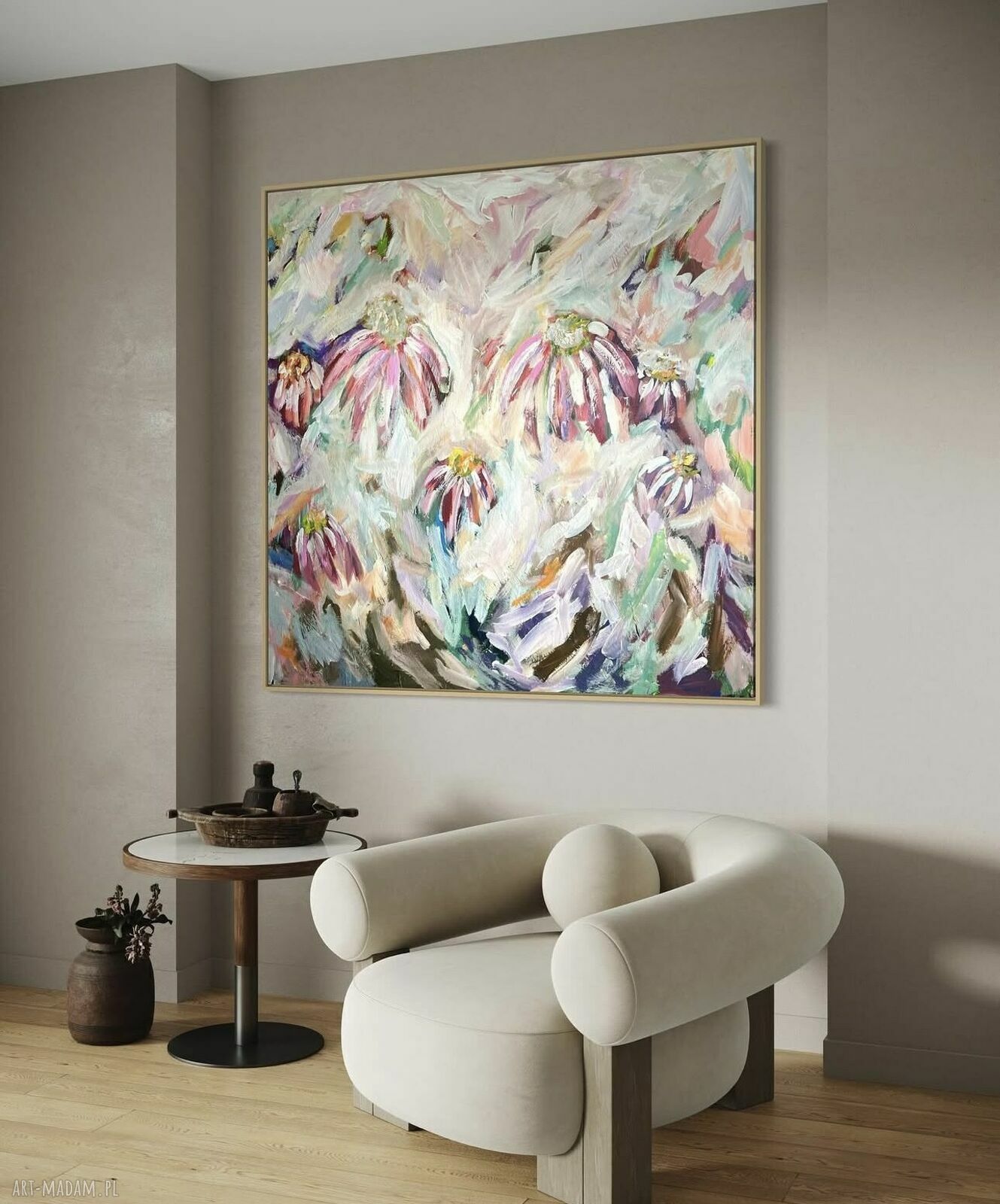 Abstrakcja Kwiaty 80x80 cm - nowoczesny obraz by Ferens