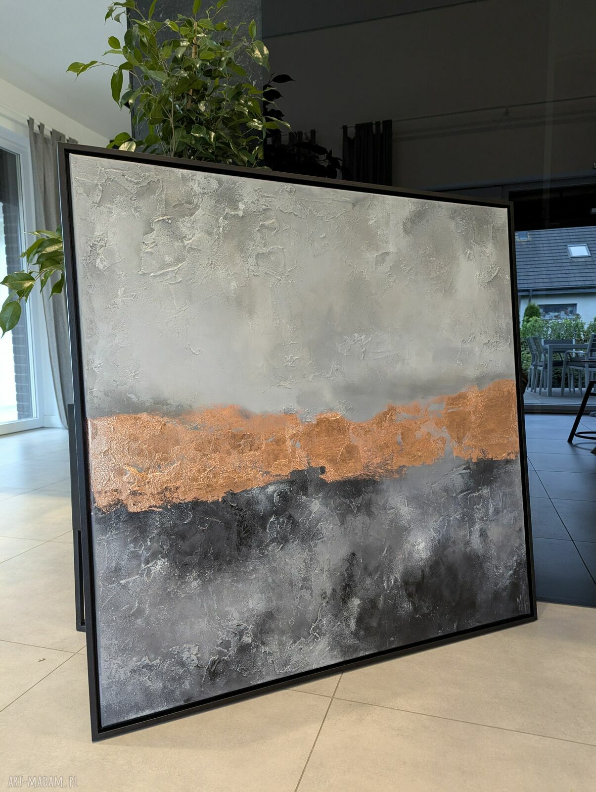 Abstrakcja Loft no 4 - ręcznie malowany obraz 120x120 cm