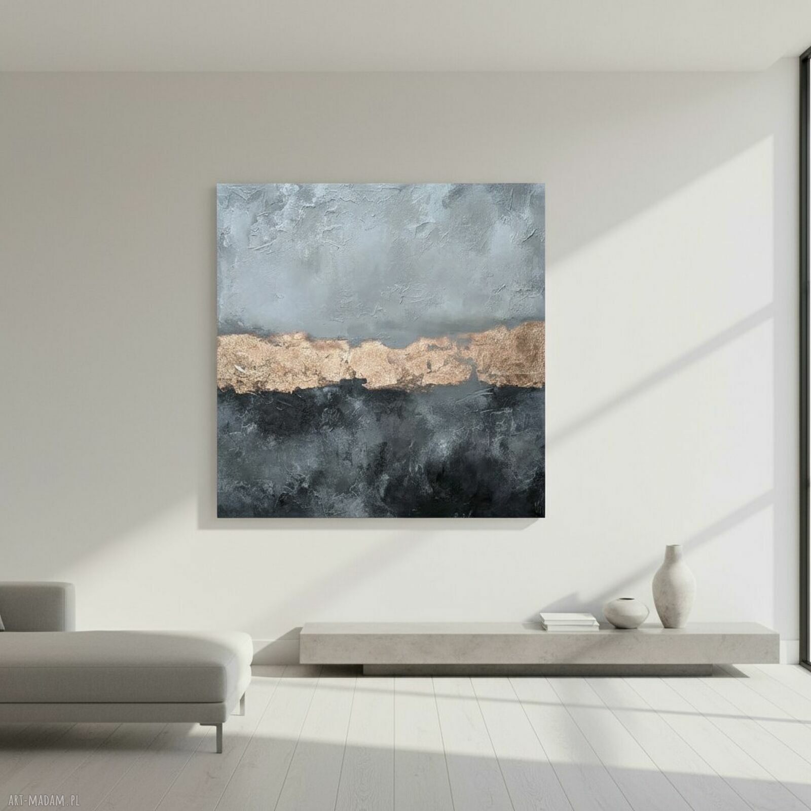 Abstrakcja Loft no 4 - ręcznie malowany obraz 120x120 cm