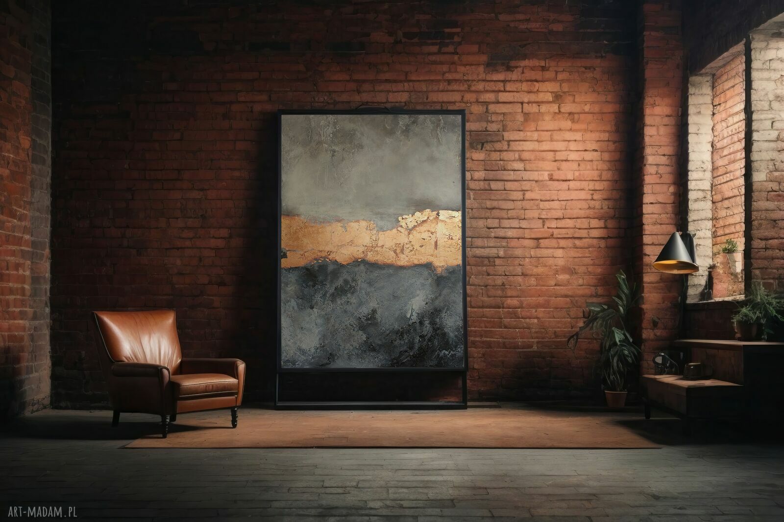 Abstrakcja Loft no 4 - ręcznie malowany obraz 120x120 cm