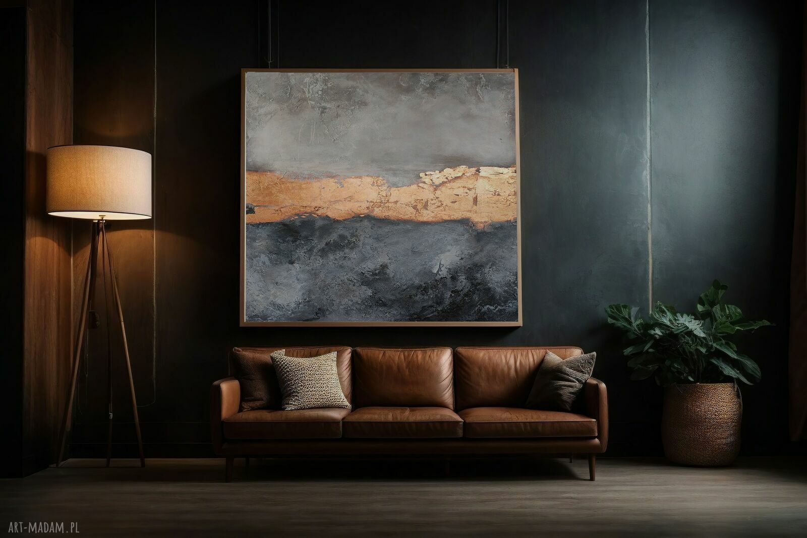 Abstrakcja Loft no 4 - ręcznie malowany obraz 120x120 cm