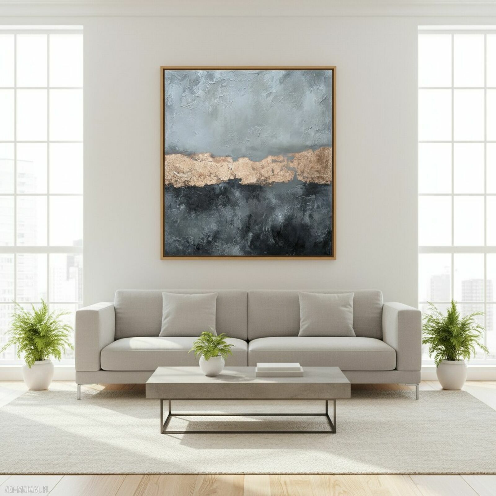 Abstrakcja Loft no 4 - ręcznie malowany obraz 120x120 cm