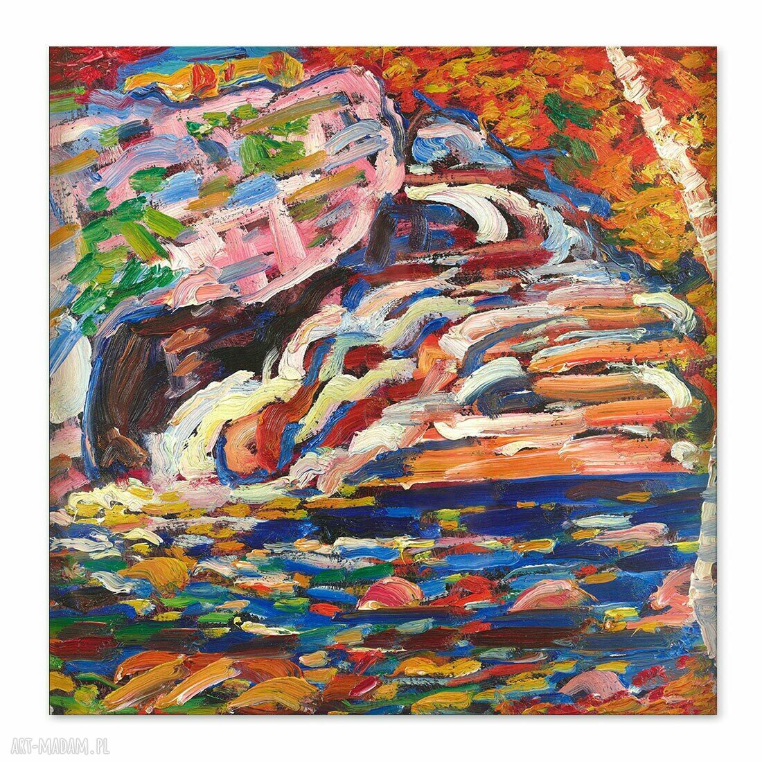 Abstrakcja malarska - obraz na płótnie 70x70 cm do salonu i biura