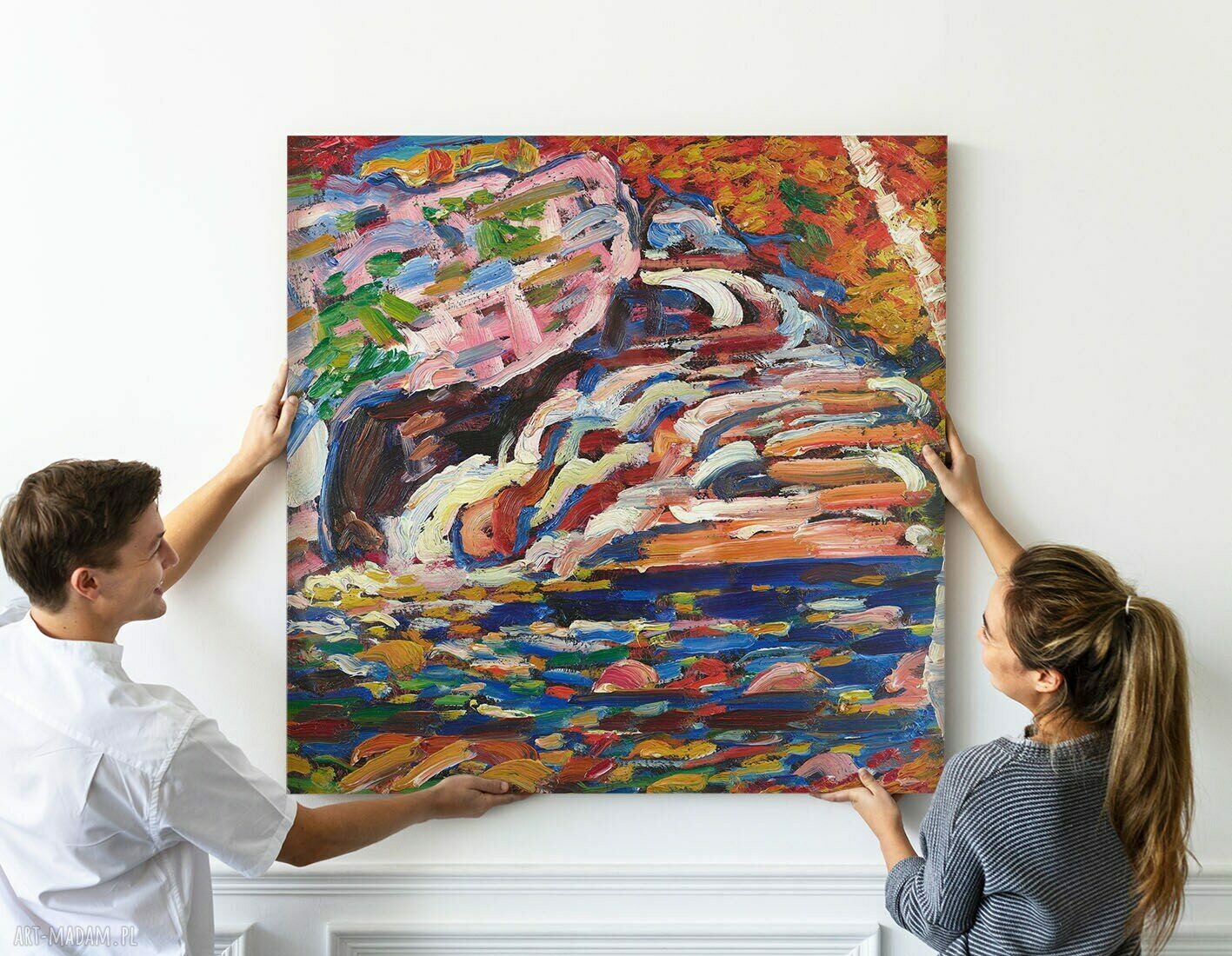 Abstrakcja malarska - obraz na płótnie 50x50 cm