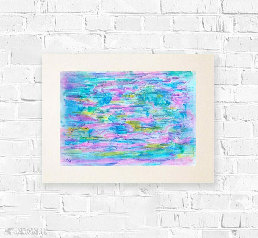 Ręcznie malowana abstrakcja akwarelowa 30x40 - nowoczesny kolorowy obrazek