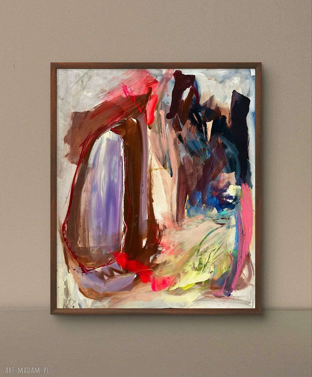 Abstrakcja multikolor 59x72 cm - obraz akryl na papierze do salonu