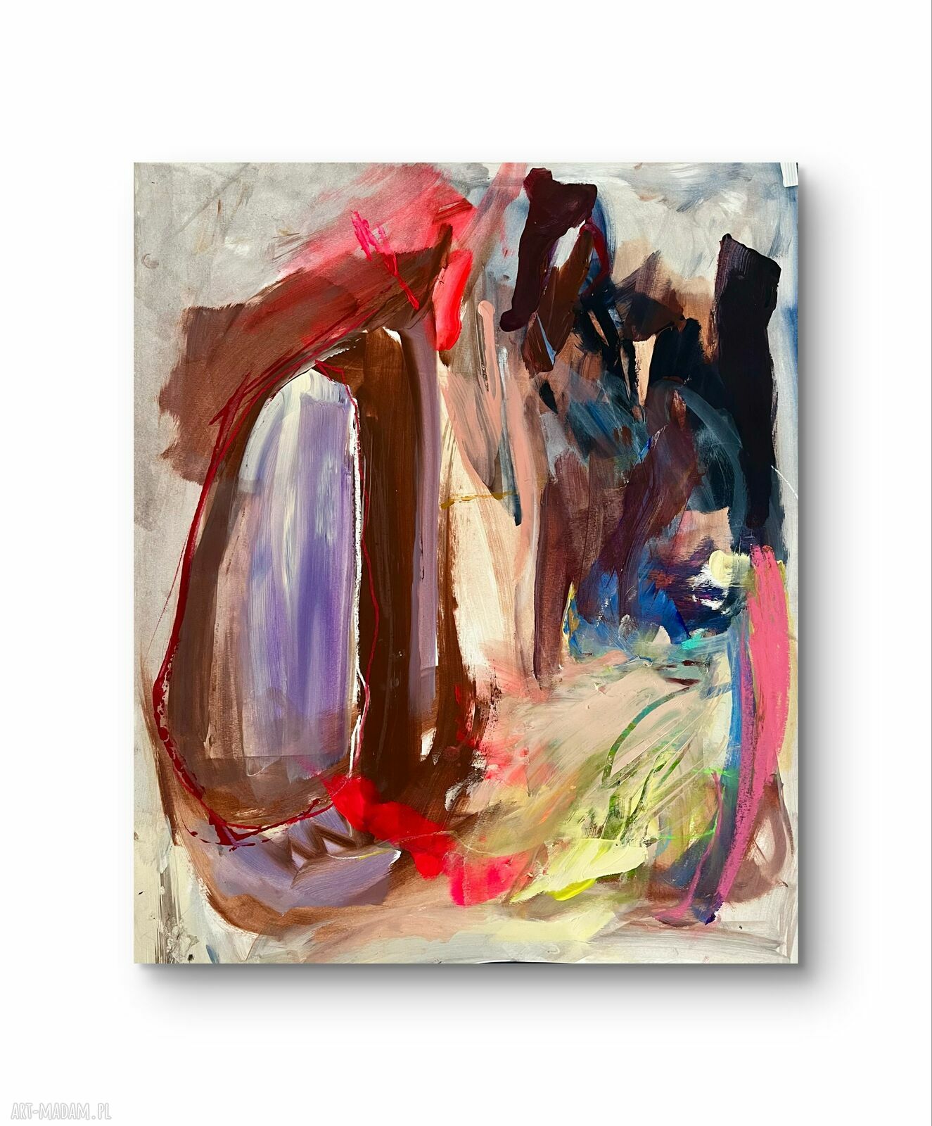 Abstrakcja multikolor 59x72 cm - akryl na papierze do oprawy