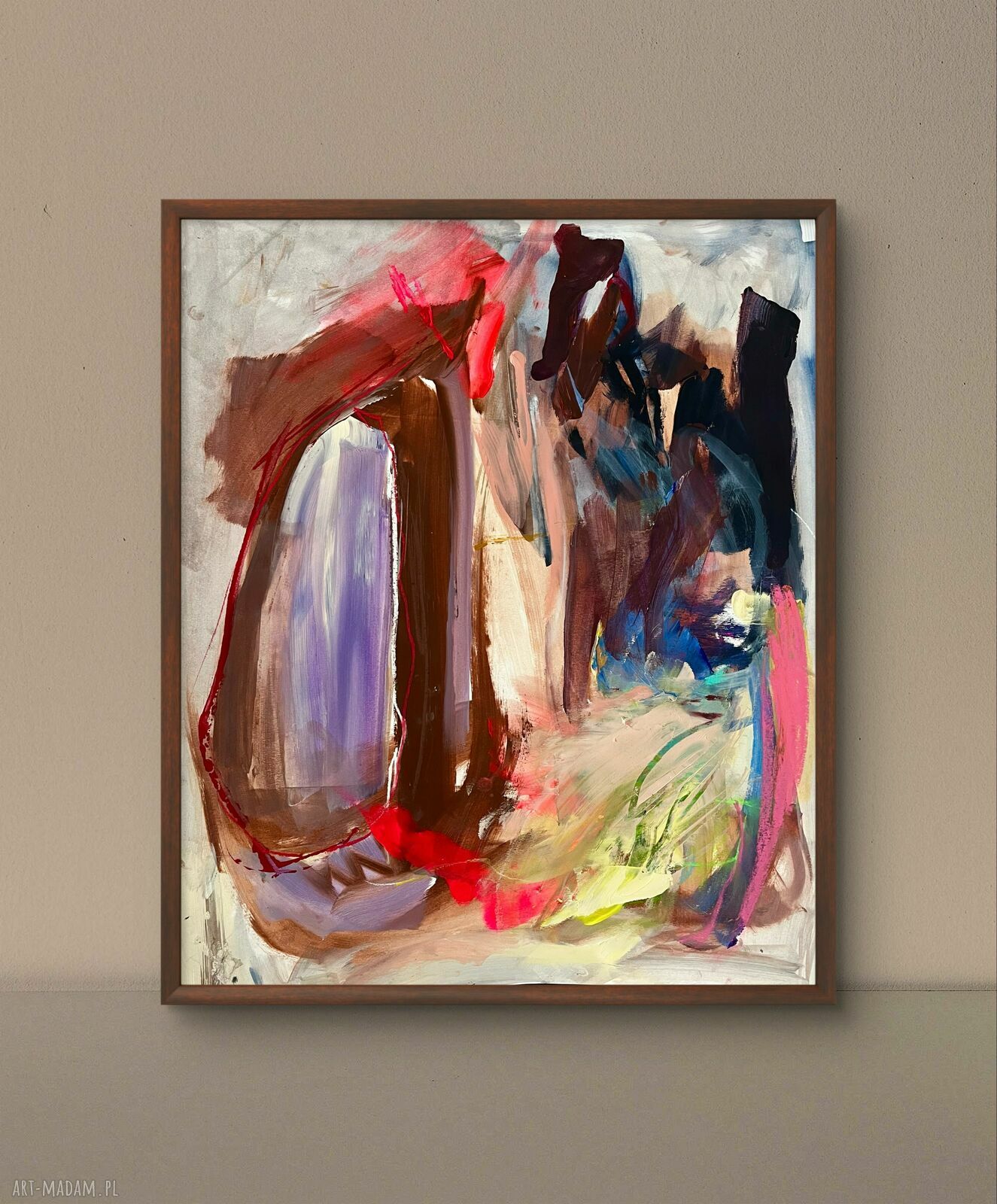 Abstrakcja multikolor 59x72 cm - akryl na papierze do oprawy