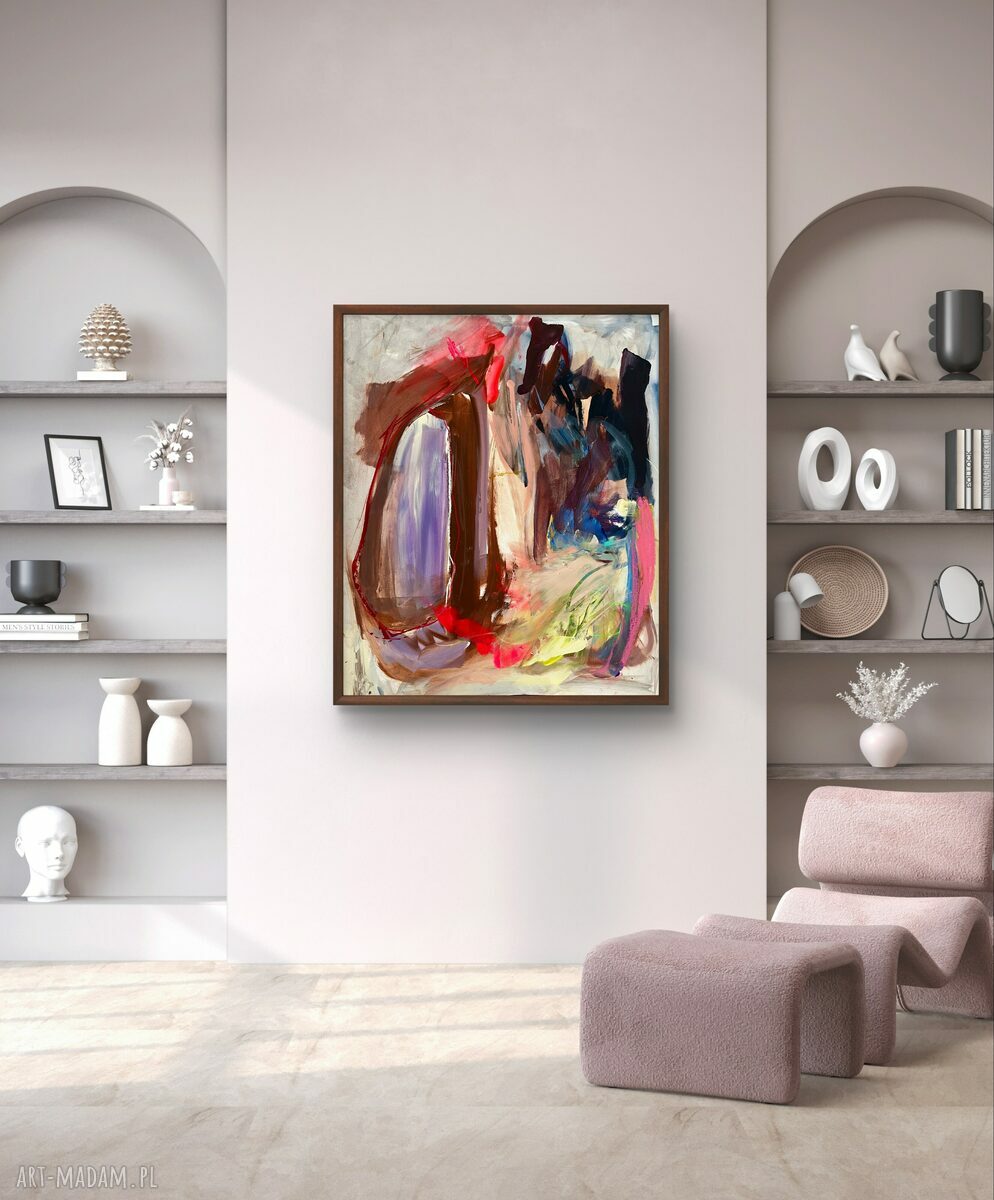 Abstrakcja multikolor 59x72 cm - obraz akryl na papierze do salonu