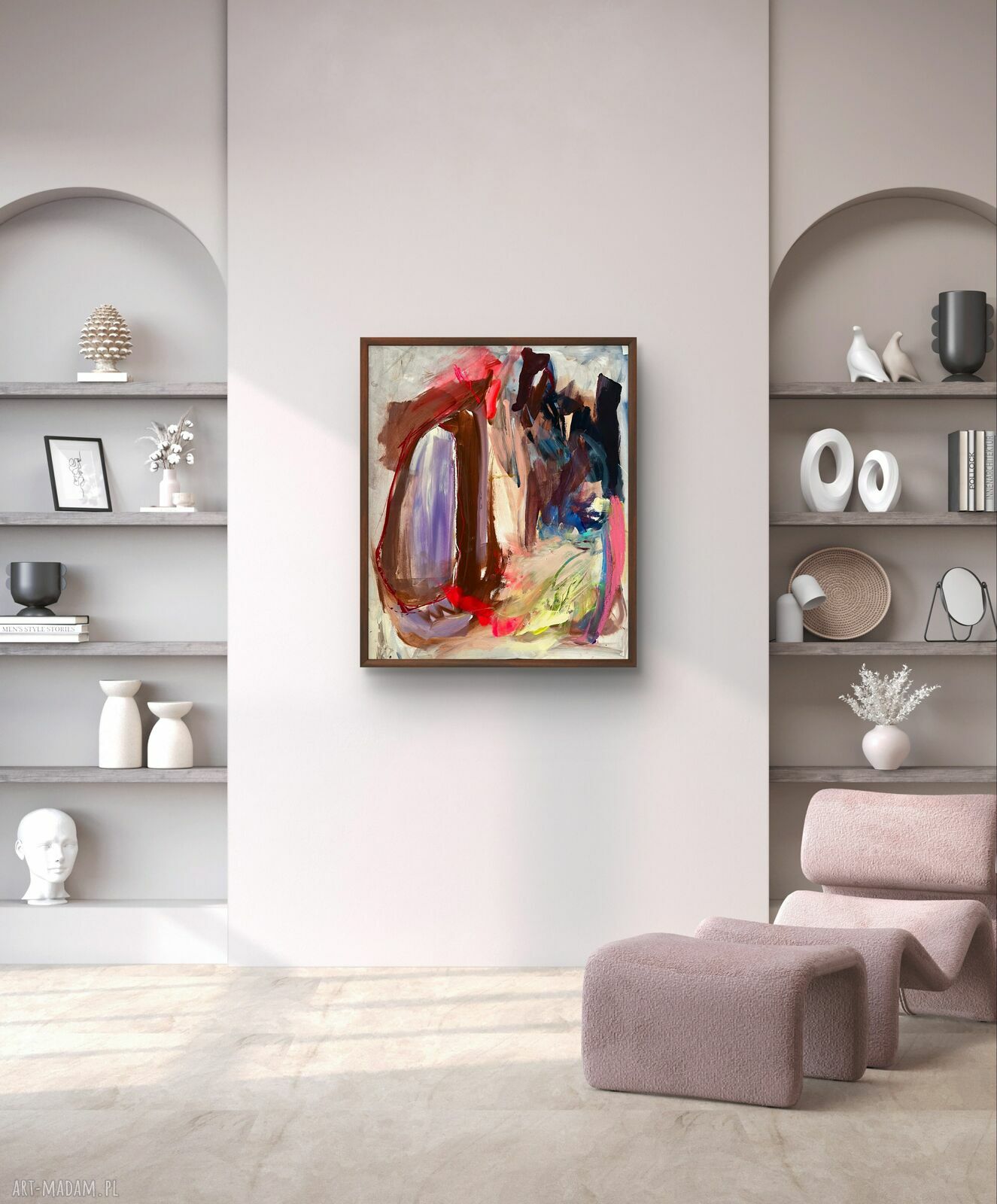 Abstrakcja multikolor 59x72 cm - akryl na papierze do oprawy